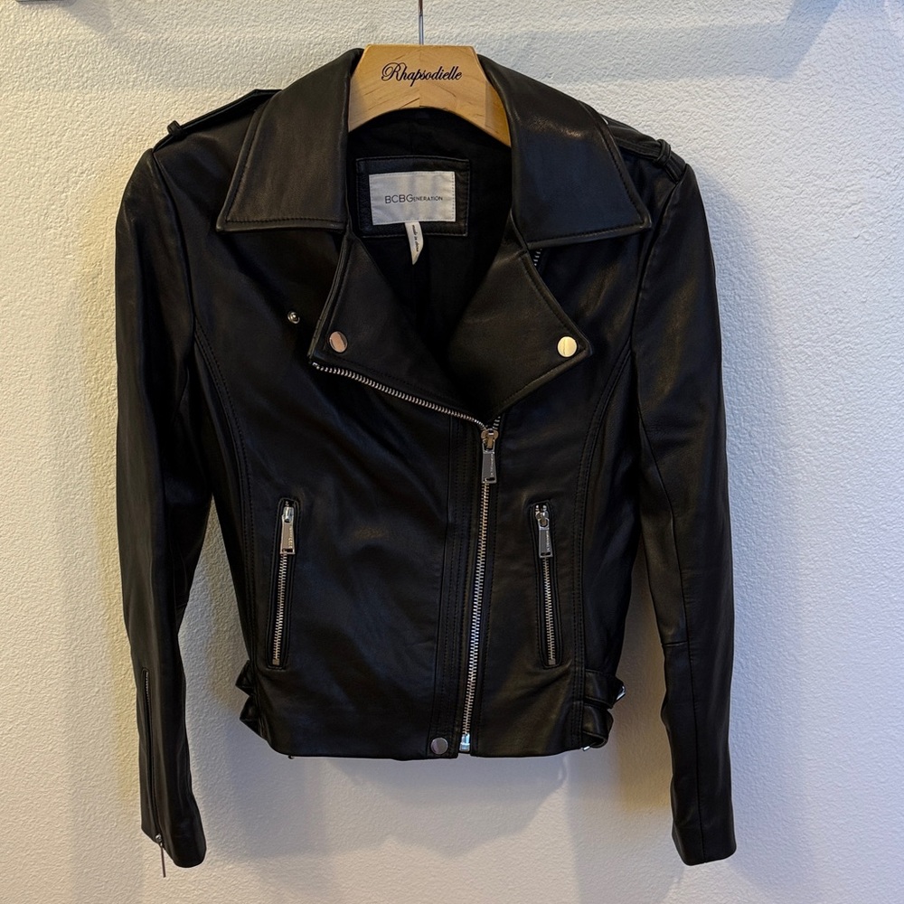 BCBGMaxAzria Women's Sleek Black Leather Jacket